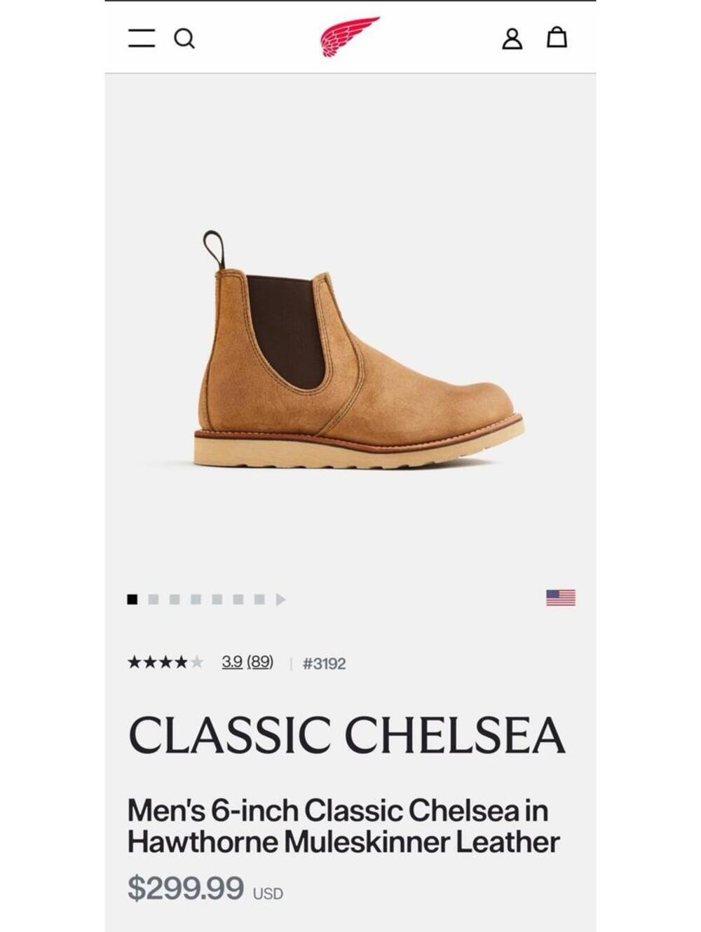 CLASSIC CHELSEA Men's 6-inch Classic Chelsea in Hawthorne Muleskinner Leather 8D